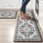 Boho Kitchen Mats for Floor 2 Piece Set Anti Fatigue Cushioned PVC Kitchen Rugs by tubeamin