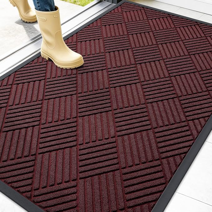 OLANLY Front Door Mat Outside Entrance 47x32, Heavy Duty Sturdy Natural Rubber by OLANLY