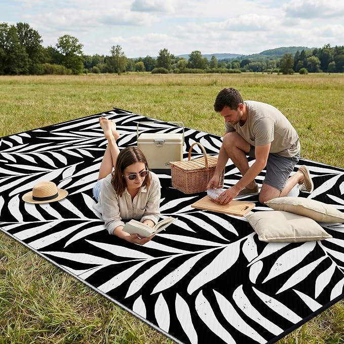 Smiry Outdoor Rug 8x10 ft, Waterproof Reversible Plastic Straw Rugs, Outdoor - Image 4