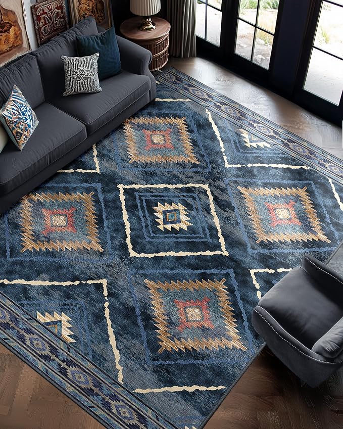 BESTSWEETIE Area Rug 9x12 Rug Machine Washable Non-Slip Low Pile Print Pattern - Image 9