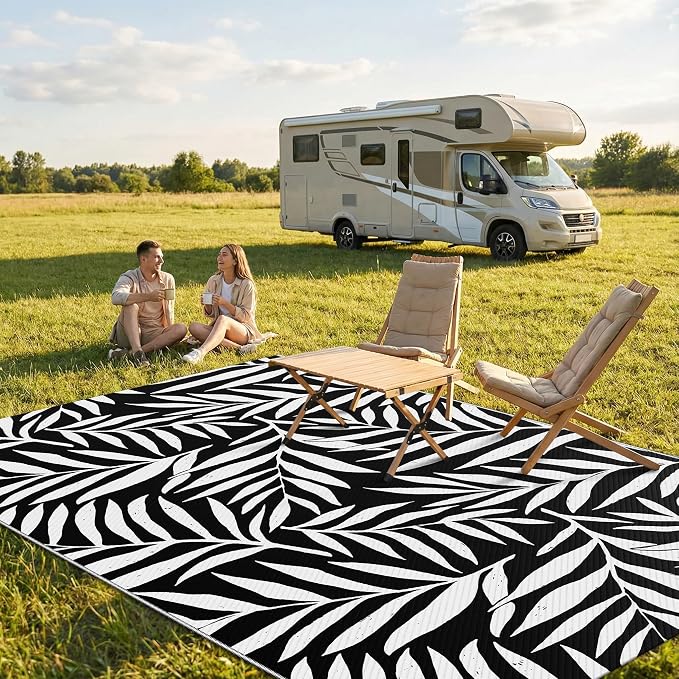 Smiry Outdoor Rug 5x8 ft, Waterproof Reversible Plastic Straw Rugs, Outdoor - Image 2