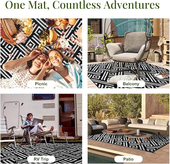 OPPODREAM Outdoor Rug 5x7 Ft, Waterproof Outdoor Plastic Straw Rug - Image 9