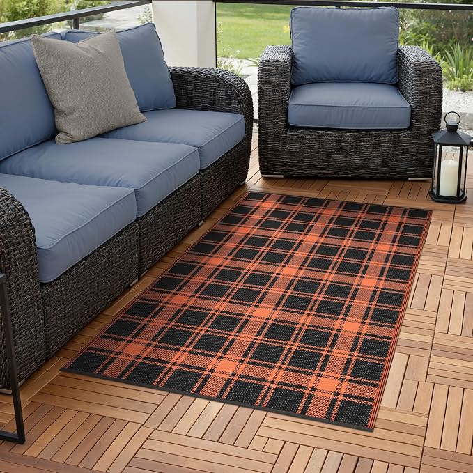 GENIMO Waterproof Outdoor Rug for Patio Clearance, Lightweight RV Camping Mat by GENIMO