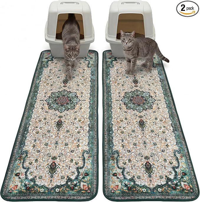 Hompet Cat Litter Mat 2 Pack, 20x60 Large Machine Washable Trapping Mats by Hompet