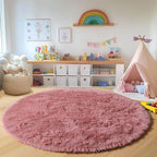 ONASAR Blush Round Area Rugs 5ft, Soft Bedroom Circle Rug Mats - Image 4