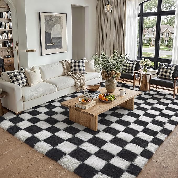 PureCozy Checkered Rug 7x10 for Living Room - Image 3