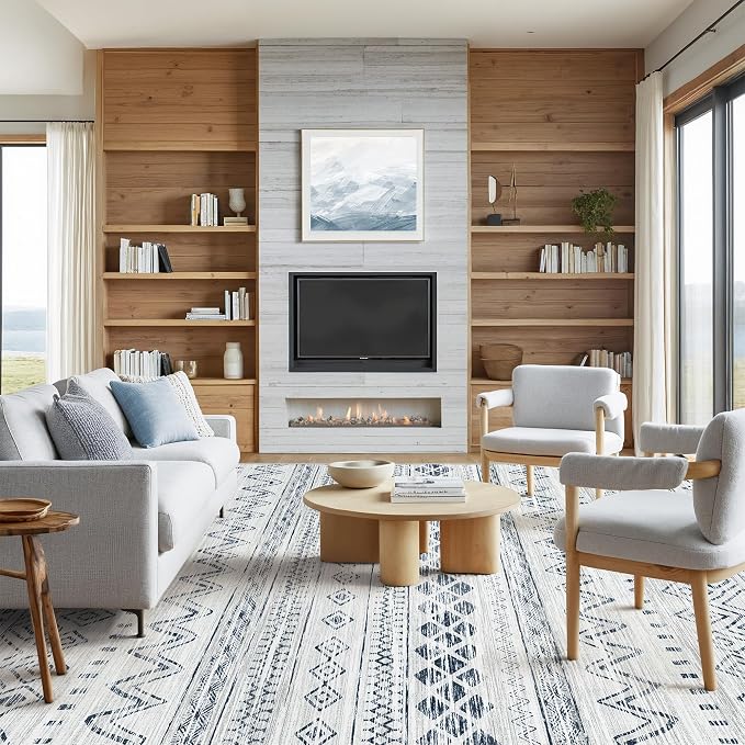 Miukiki 8x10 Area Rug for Living Room Moroccan Washable Rugs Non Slip Indoor - Image 7