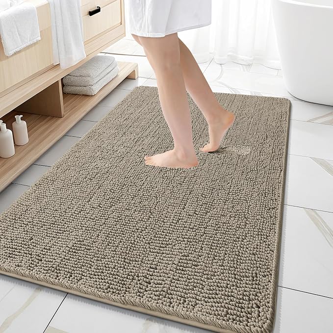 OLANLY Large Bathroom Rugs 59x35, Extra Soft Absorbent Chenille Bath Rugs by OLANLY