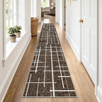 Non Slip Hallway Runner Rug 2.6x12, Modern Distressed Stripe, Washable Extra - Image 3