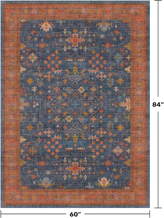 Hazo Haus Navy Blue Area Rug 5x7 Living Room Rug - Image 2