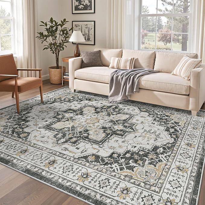 Madane 5x7 Area Rugs for Living Room, Stain Resistant Washable Rug, Non-Slip by Madane