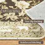 Brown Floral Print Area Rugs for Bedroom Living Room Boho Farmhouse Country - Image 3