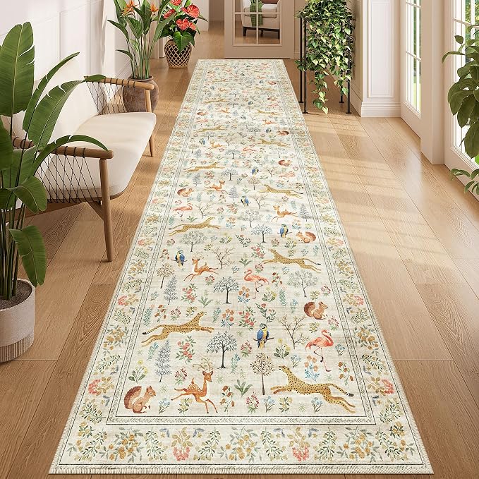 DUKINO 3x12 Runner Rug, Non Slip Animal Print Runner Rug by DUKINO