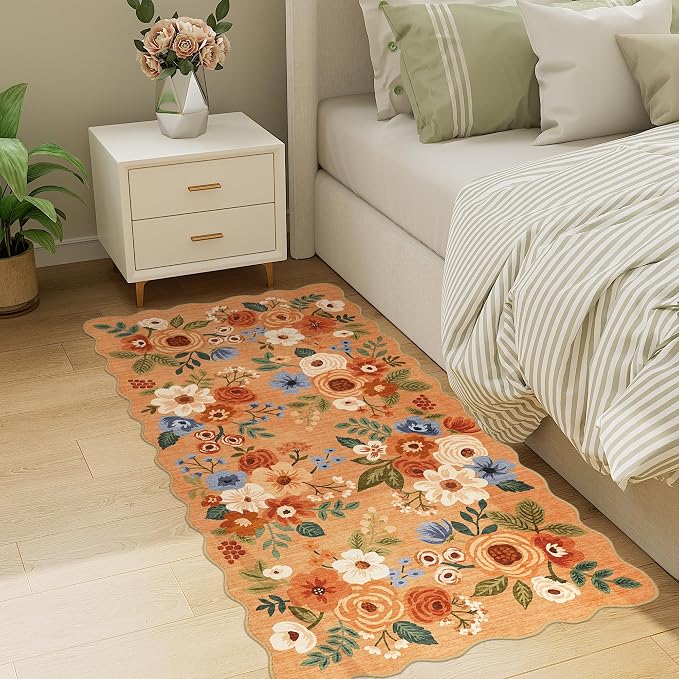 DUKINO 2x4 Washable Runner Rugs, Non Slip Floral Print Entryway Rug - Image 7