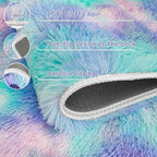 4x6ft Tie-Dyed Purple Rainbow Carpet Soft Area Rugs - Image 6