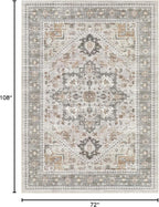 6x9 Vintage Area Rug: Washable Neutral Soft Non Slip Thin Large Floor Carpet - Image 2