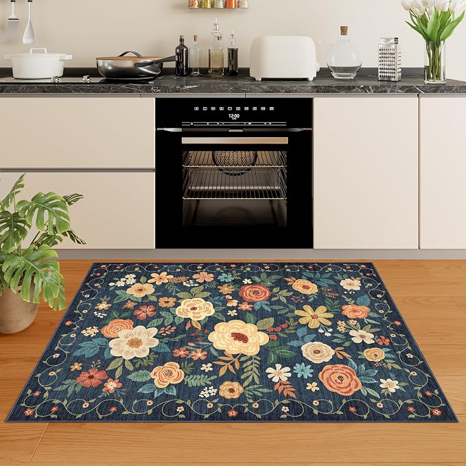 DUKINO 3x4 Area Rug, Lightweight Non Slip Washable Floral Rug, Indoor Low Pile - Image 8