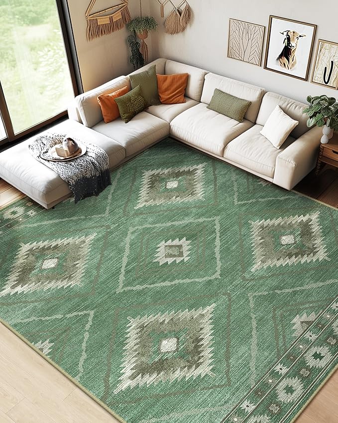 BESTSWEETIE Area Rug 8x10 Rug Machine Washable Non-Slip Low Pile Print Pattern by BESTSWEETIE