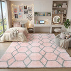 ONASAR 7x9 Area Rugs for Living Room Bedroom, Large Fluffy Pink and Grey Throw - Image 5
