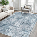 Soalmost 5x8 Area Rugs Blue/Grey Low Pile Indoor Washable Trendy Faded Style - Image 2