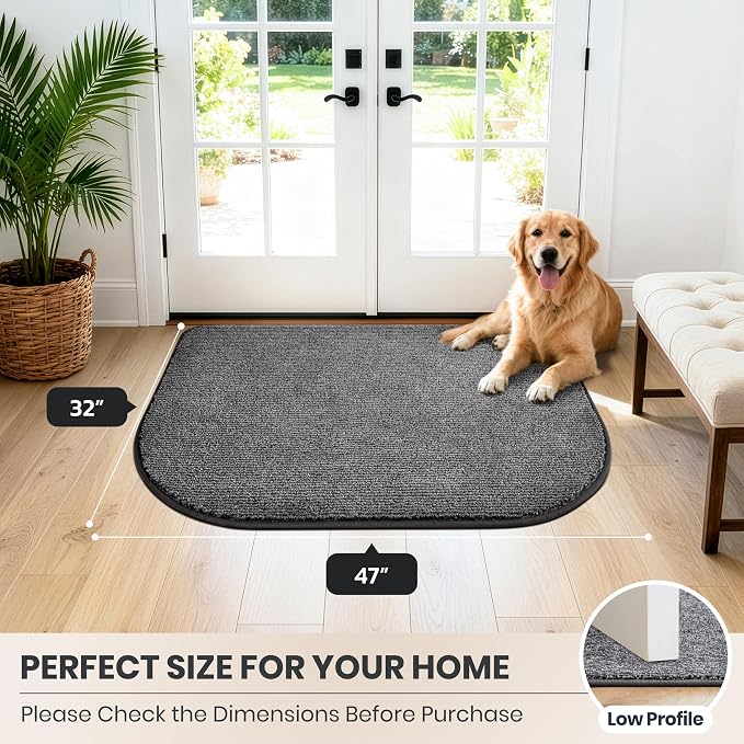 PURRUGS Dirt Trapping Door Mat Half Round 32" x 47", Non-Slip Machine Washable - Image 8