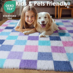 KICMOR Purple Rainbow Checkered 5x7 Area Rugs - Image 8
