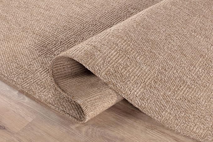 CAMILSON Indoor and Outdoor Runner Rug Natural Solid Boho Woven Design - Image 7
