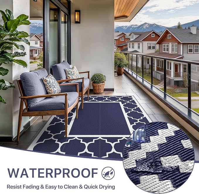 GENIMO 9' x 12' Outdoor Rug Waterproof - Image 6