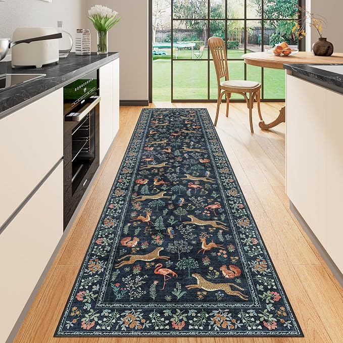 DUKINO Washable 2.6x10 Runner Rug, Non Slip Animal Print Runner Rug by DUKINO