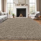 5x8 Area Rug for Living Room:Ultra Soft Fluffy Shag Grey Camel Rugs, Large - Image 3