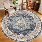 TOPRUUG Washable Oriental Area Rug - 8ft Round Rugs by TOPRUUG
