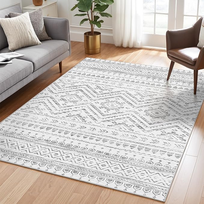 Miukiki 4x6 Area Rug for Living Room Moroccan Washable Rugs Non Slip Indoor by Miukiki