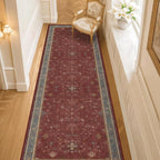 Dark Red 2'6''x8' Wide Hallway Runner Rug by HazoHaus