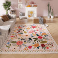 Rugcomf Living Room Rug 5x7 Rug Machine Washable Boho Area Rug Non Slip Floral by Rugcomf