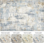 5x8 Area Rug Washable Rugs: Large Abstract Modern Soft Stain Resistant Indoor - Image 9