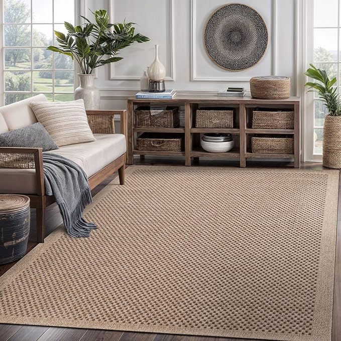 CAMILSON Easy Jute Rug 5x7, Indoor Outdoor Natural Color Fiber Area Rugs by CAMILSONIndoorOutdoorAreaRugs