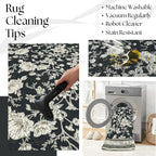 Black Floral Area Rugs 6x9 Living Room, Vintage Modern Farmhouse Boho Indoor - Image 4