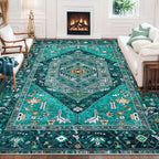SERISSA Washable 8x10 Area Rugs Teal, Large Non-Slip Boho Living Room Rug - Image 5
