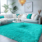 PAGISOFE Soft Fluffy Teal Area Rugs - Image 2