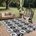Area Rugs Paw Bone Plaid Modern Neutral Large Living Room Carpet Checkered Dog - Image 6