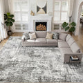 10x14 Area Rugs Living Room: Washable Large Abstract Neutral Modern Soft Gray by LOONGRUG