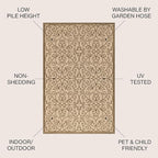JONATHAN Y Vintage Filigree Indoor Outdoor Round Area Rug 8 Ft Beige/Brown - Image 3
