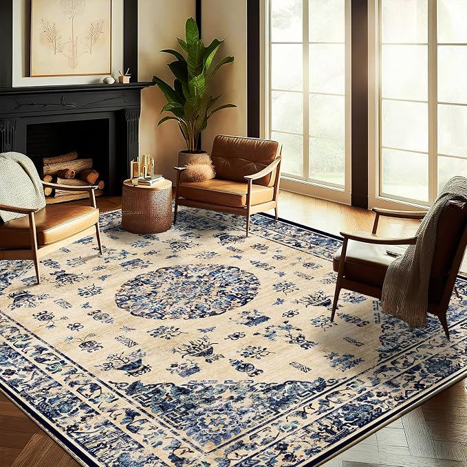 CHAMPLANT Area Rug 5'x7' Washable Rug Traditional Floor Cover Thin Retro by CHAMPLANT