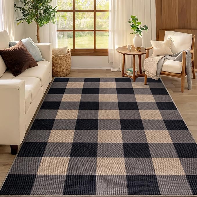Tangsoo Checkered Easy Jute Rug, 3x5 Washable Area Rug by Tangsoo