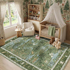 Washable Area Rug 5x7 Green Animal Print Rugs - Image 2