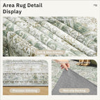 Soalmost 5x7 Area Rugs Green/Brown Low Pile Indoor Washable Trendy Faded Style - Image 6
