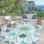 Lahome Floral Indoor Outdoor Rugs, 6x9ft Non Slip Outdoor Patio Rug by Lahome