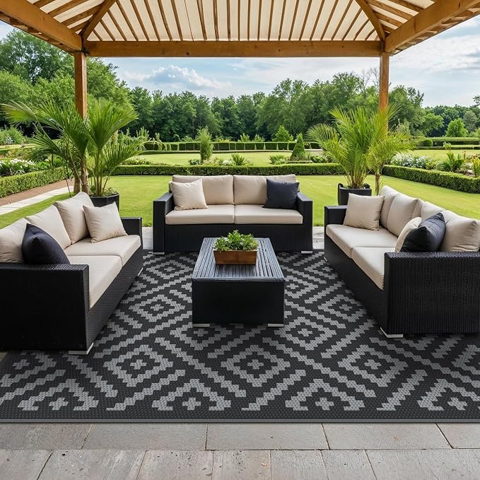 GENIMO Outdoor Rugs 8'x10' Waterproof, Reversible Mats, Area Plastic Straw Rug - Image 7