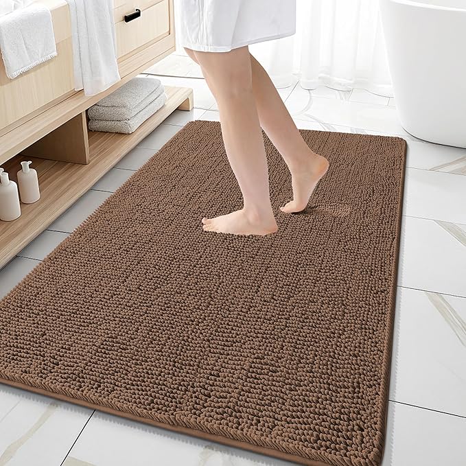 OLANLY Large Bathroom Rugs 59x35, Extra Soft Absorbent Chenille Bath Rugs by OLANLY