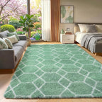 ONASAR Area Rugs for Bedroom Living Room, 4x6 Fluffy Sage Green and White Throw by ONASAR